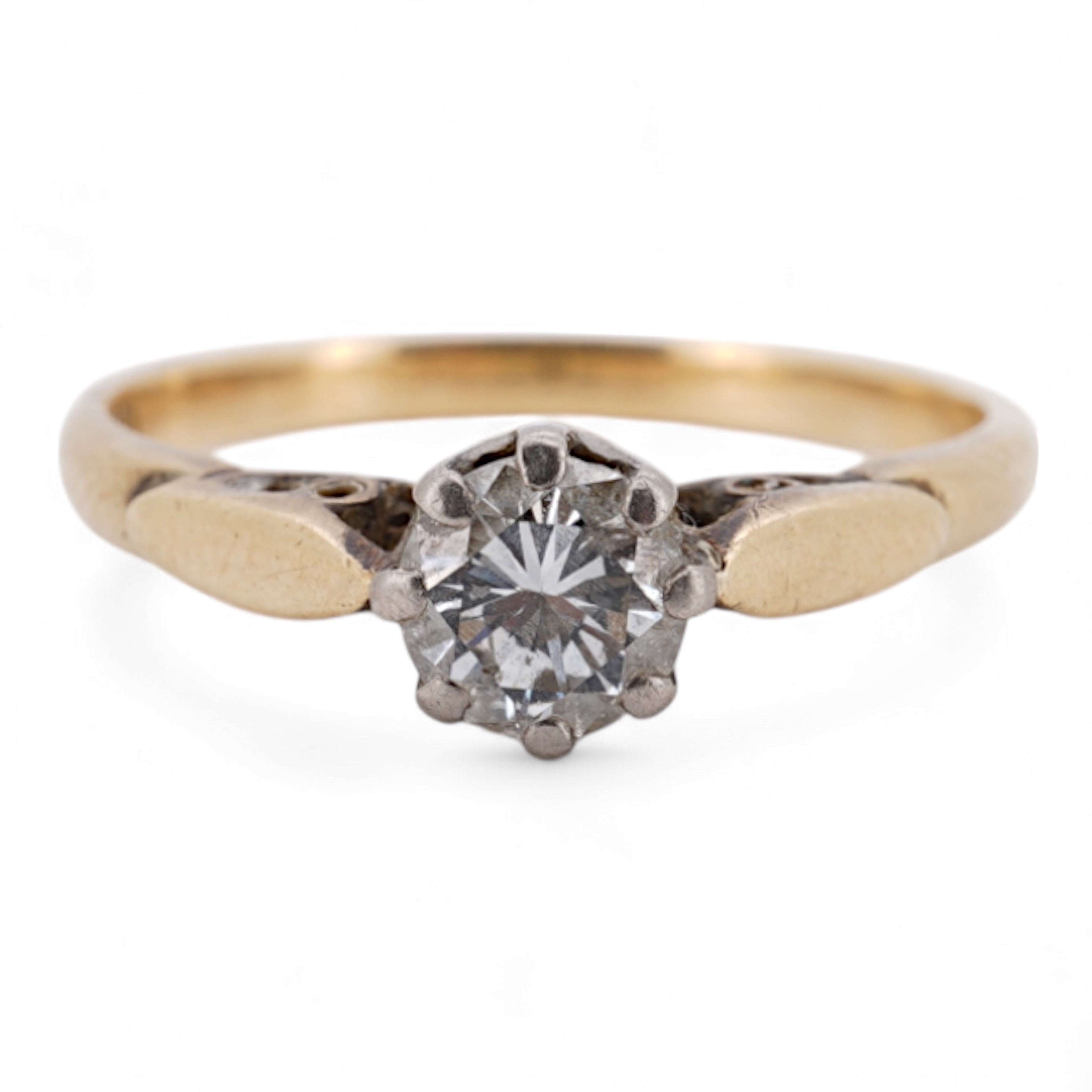 An 18ct and solitaire diamond set ring, the stone weighing approximately 0.30ct, size N, gross weight 2.8 grams.